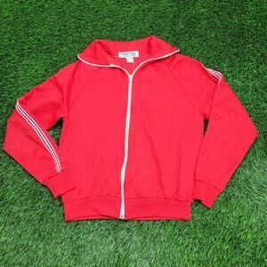 Vintage 80s Sportswear Track Jacket Women L/XL 20x23 Red USA